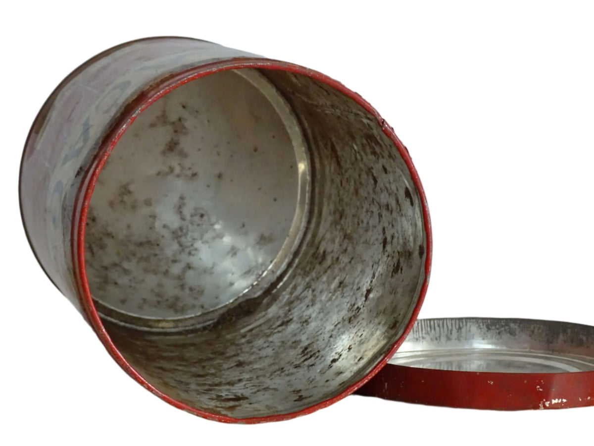 French vintage tin for cacao from Prosper David, red tin with gold lettering