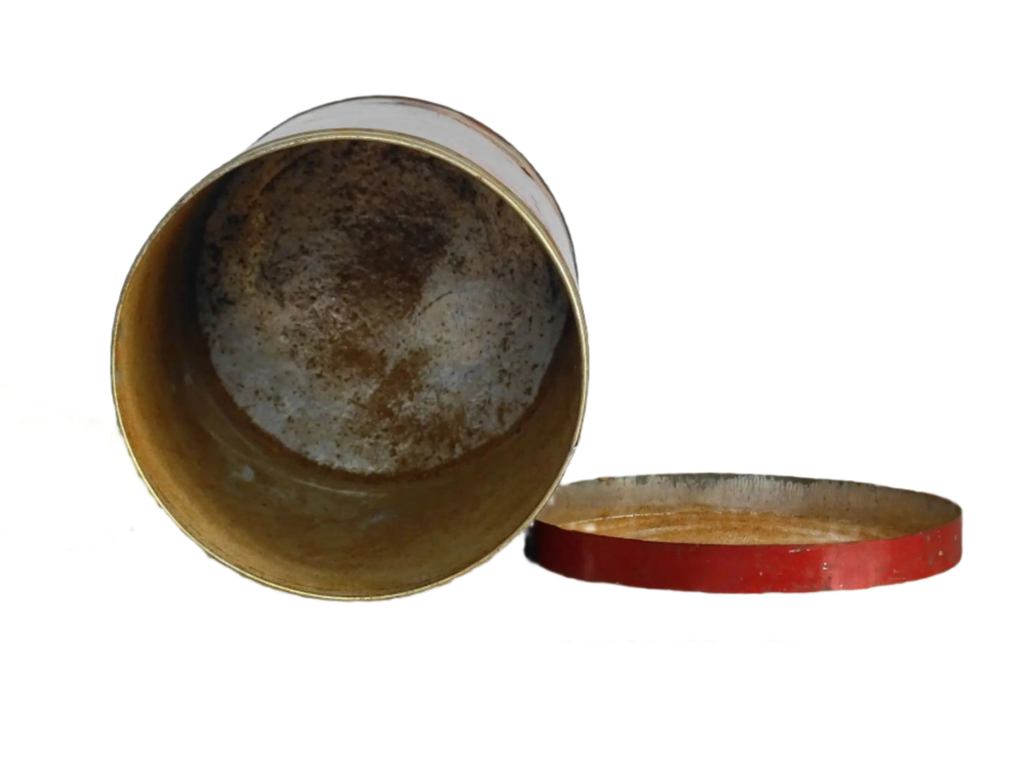 French vintage tin for rice or riz, a red tin with gold lettering