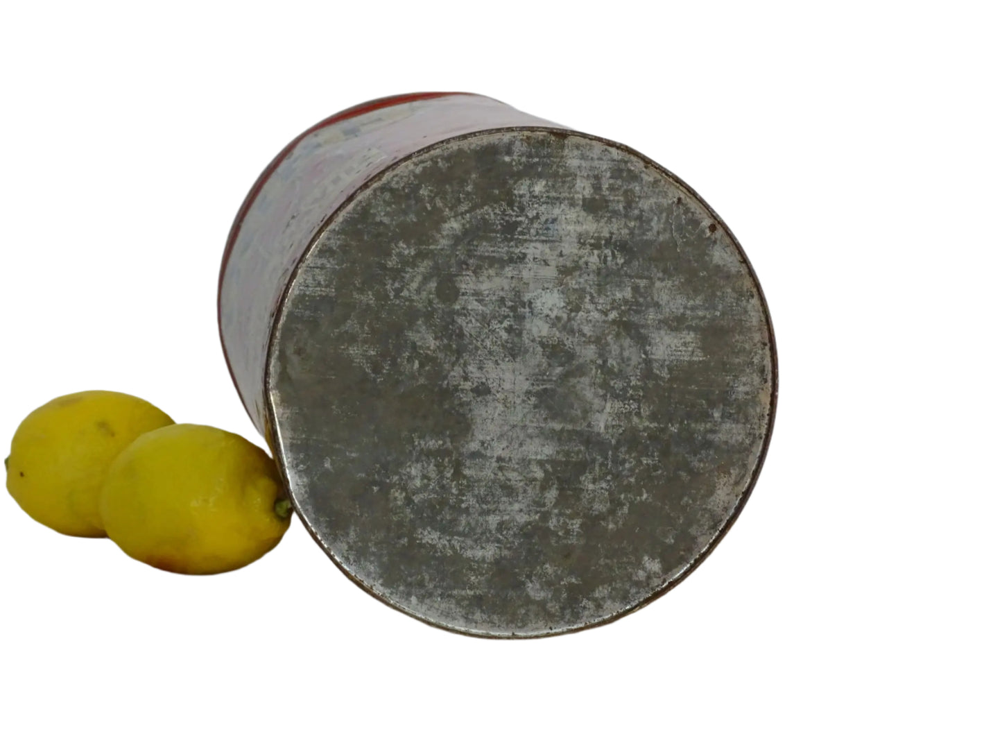 French vintage tin for flour or farine, red tin with gold lettering