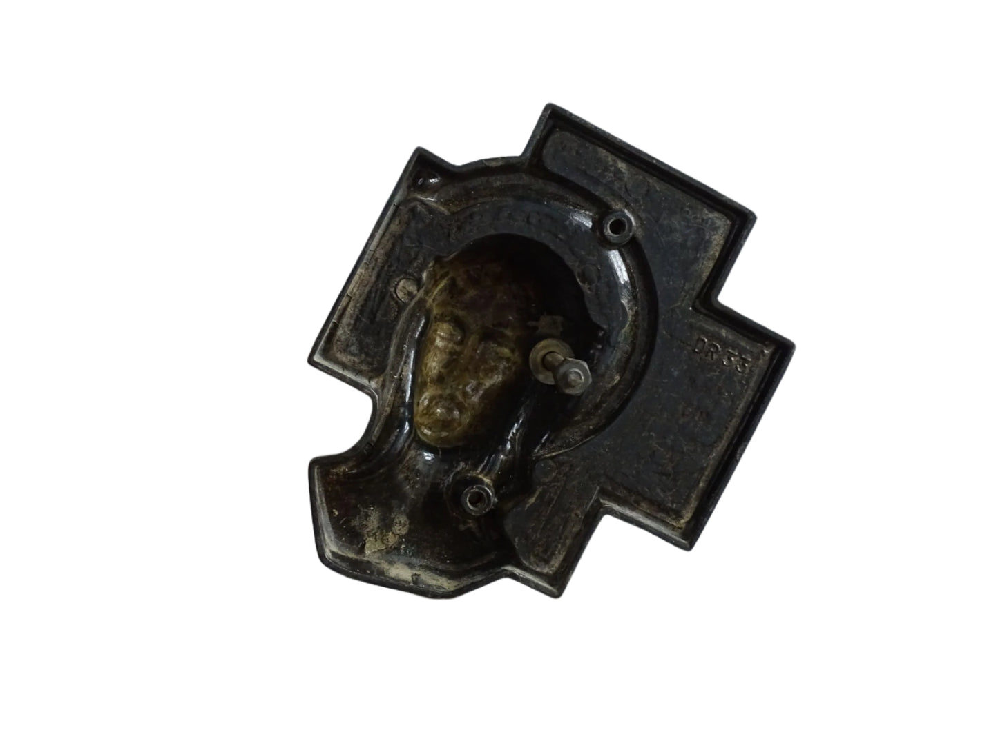 French vintage cross with Christ, religious wall plaque