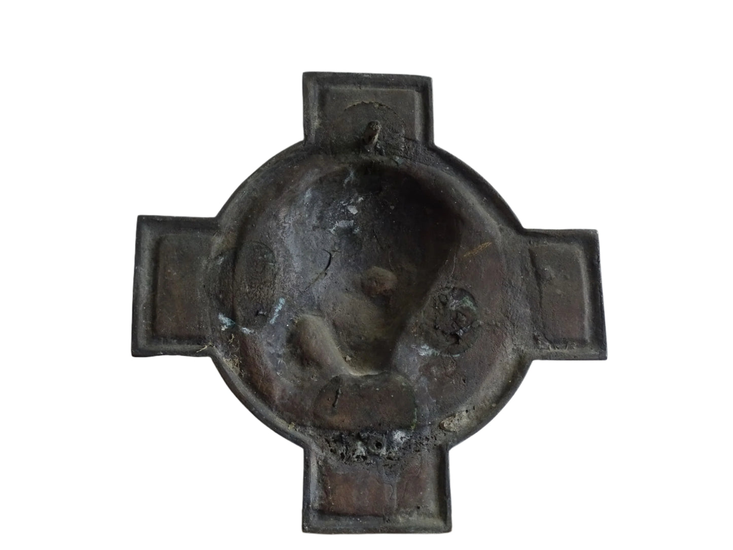 French vintage cross with Christ, religious wall plaque