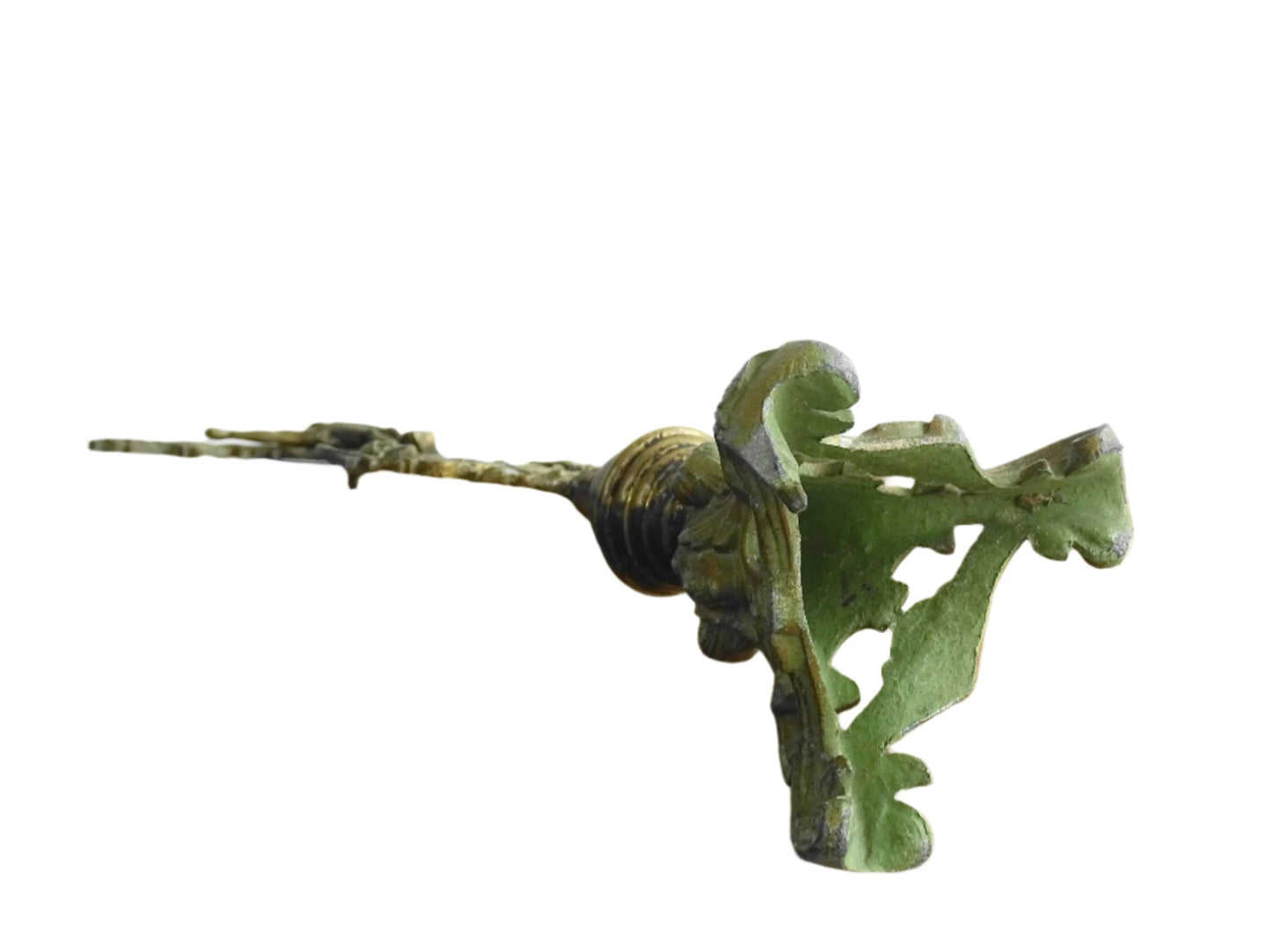 French antique brass altar cross 18th century, antique crucifix with ornate details. Brass altar crucifix with angels.