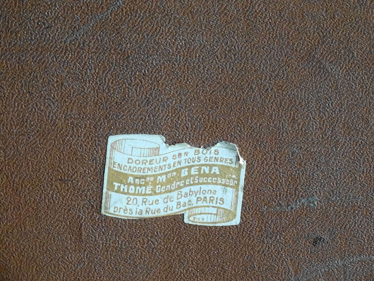 French antique gold frame with green velvet. Antique gilt wood frame with arched top.