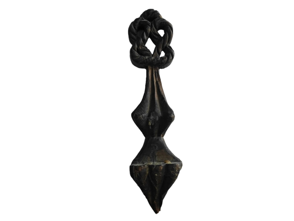 French antique wooden candle sconce with a carved wood detailing and rope effect. Antique wall decor.