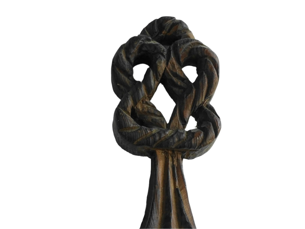 French antique wooden candle sconce with a carved wood detailing and rope effect. Antique wall decor.