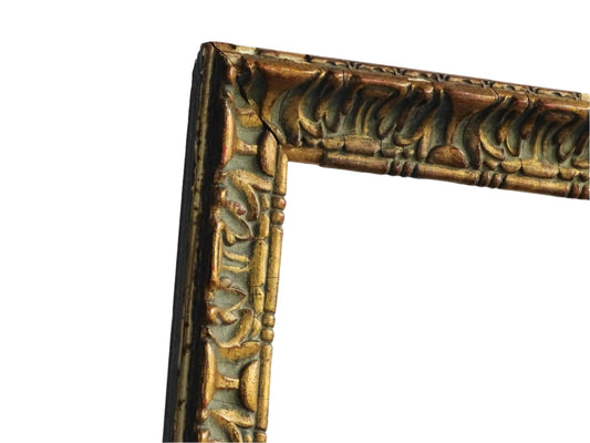 French antique gold picture frame, timeworn antique frame in gilt wood.