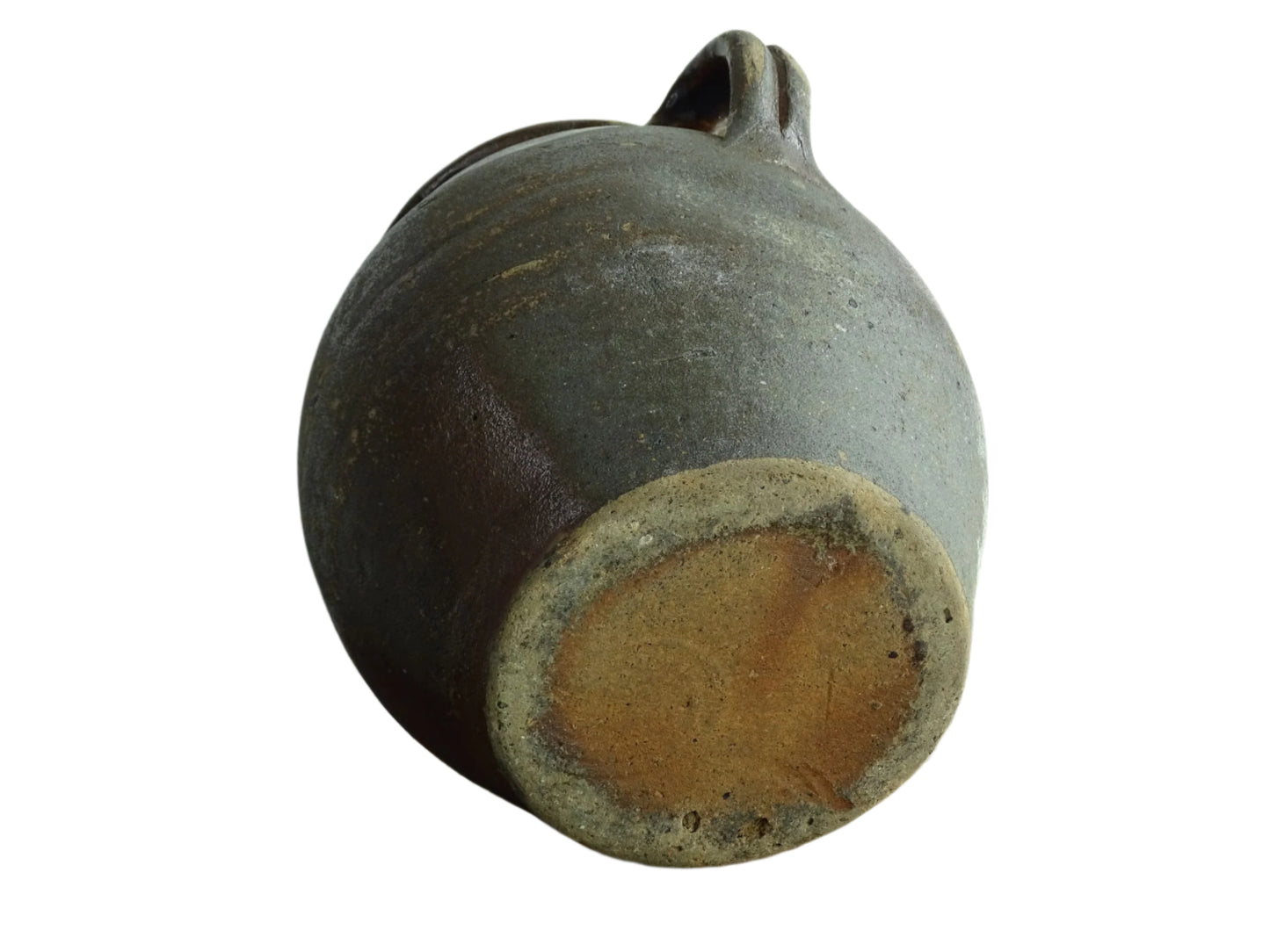 French antique earthenware vessel or confit pot in shades of brown with two handles