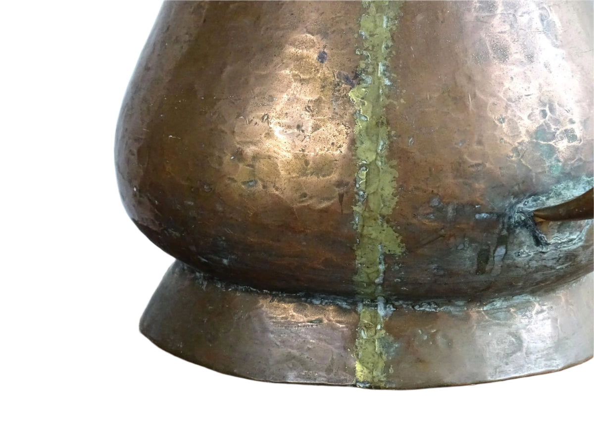 French antique copper pitcher with hammered copper body
