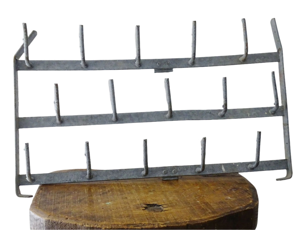 Vintage French Galvanised Herrison Bottle Drying Rack