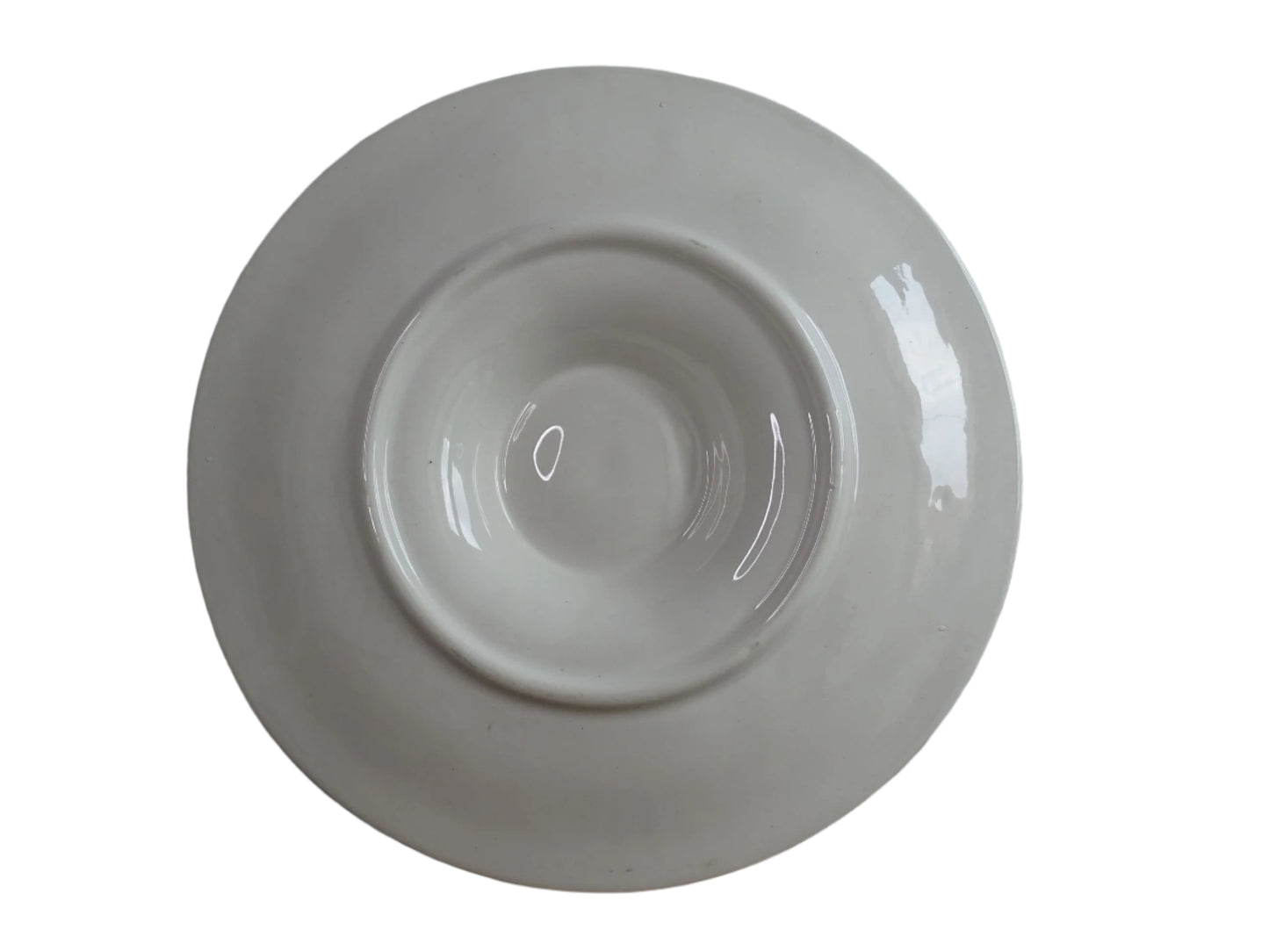 French Barbotine Oyster Plate or Majolica Plate with Green Basketweave Design and Brown Edge