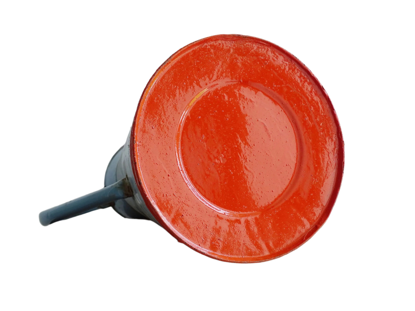 French vintage enamelware pitcher in blue and orange