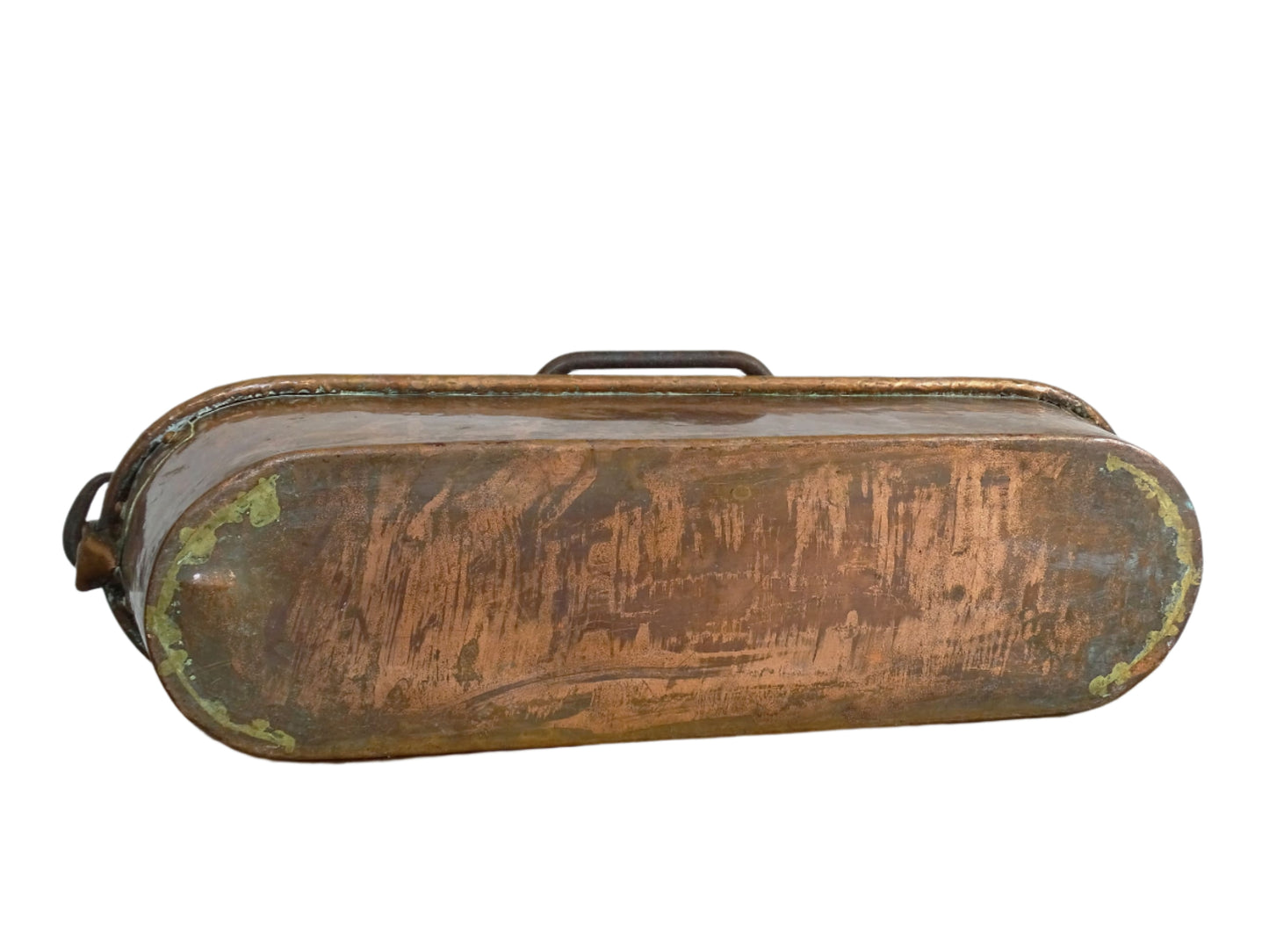 French Antique Copper Fish Poacher with wrought iron handle also known as a Poissonnière or Fish Kettle