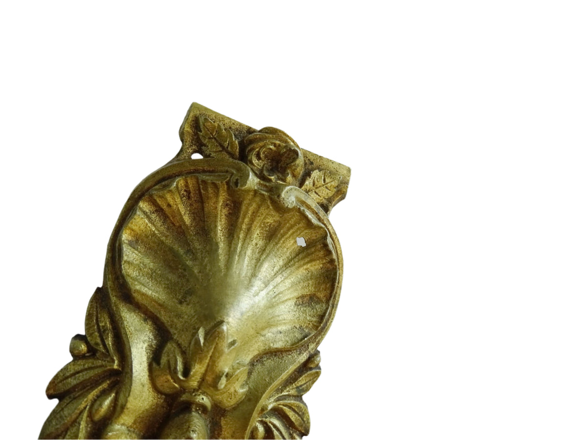 Pair of French antique furniture pediments in gilt bronze. Highly decorative antique ormolu embellishments.