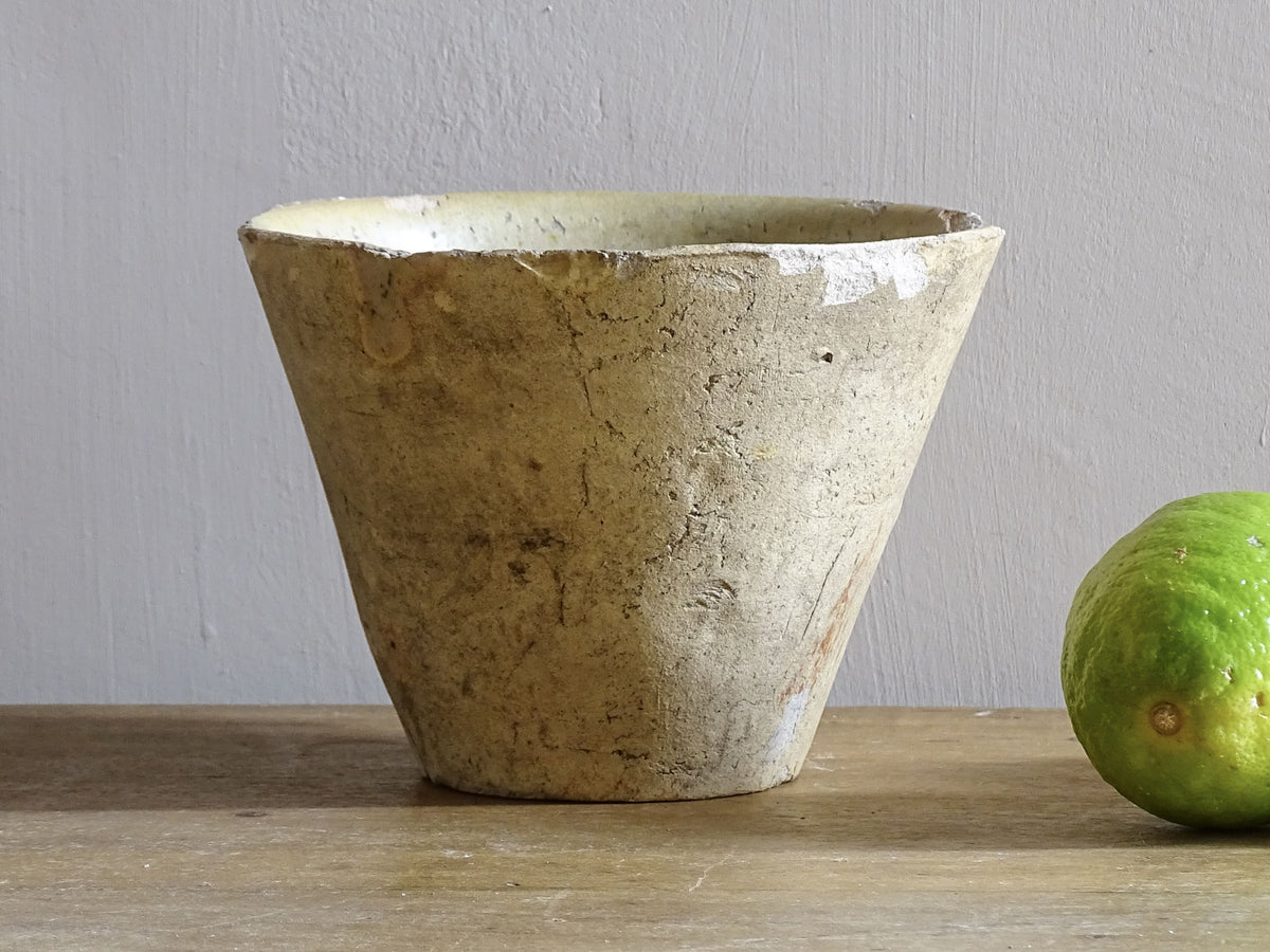 French antique resin pot in earthenware pottery, used to collect sap from trees