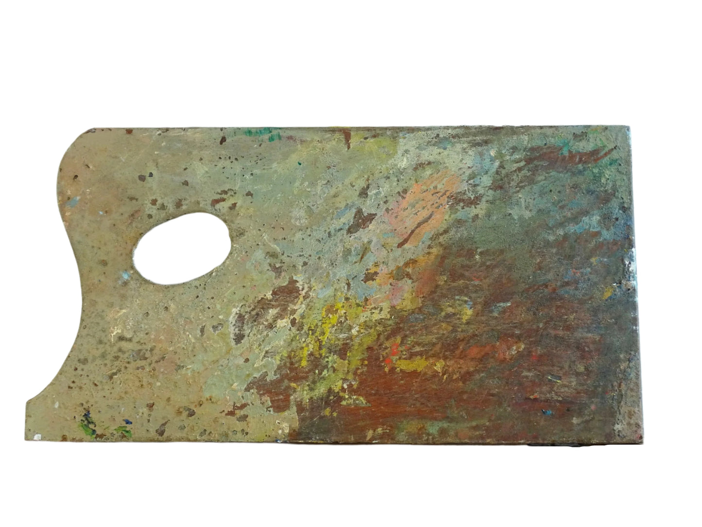 French vintage art palette with layers of paint for art studio decor