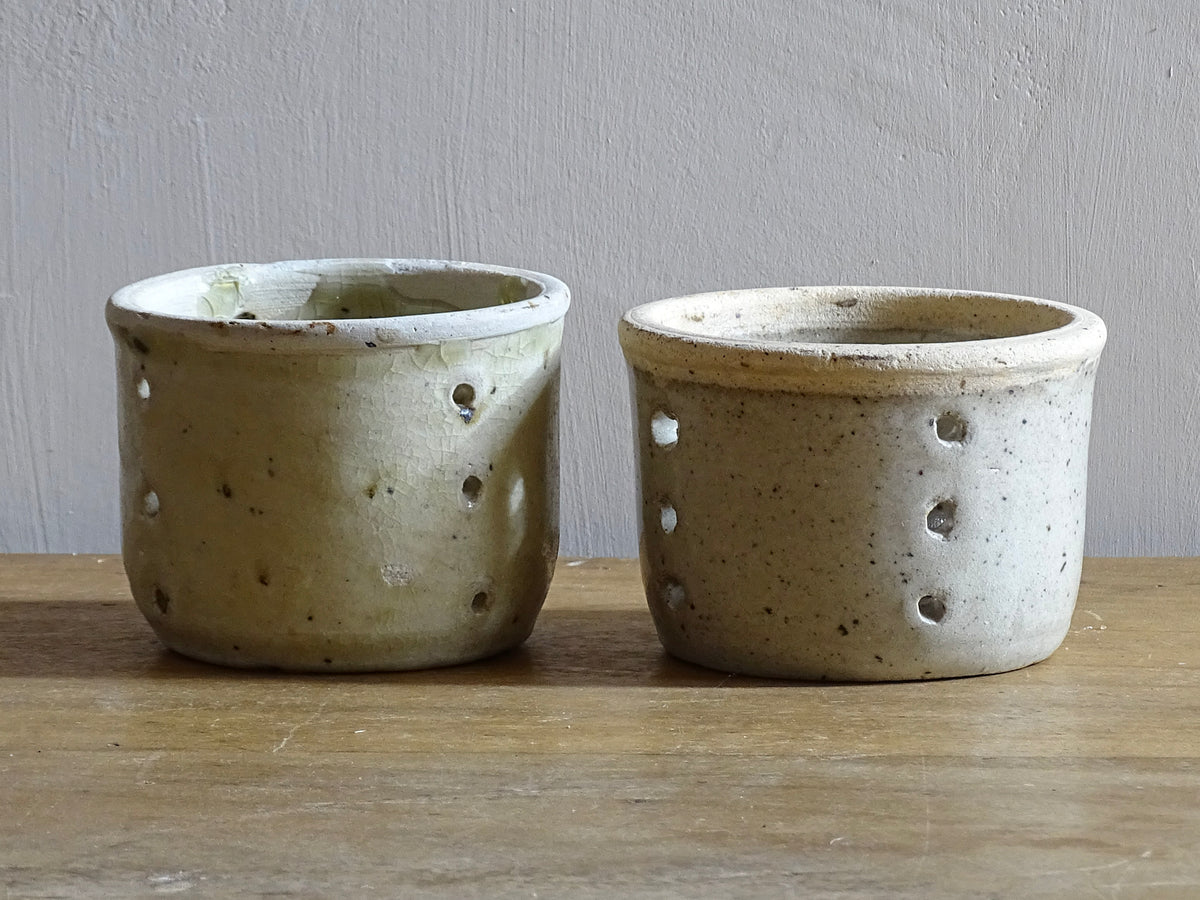 Two Antique French Faisselle Cheese Strainers