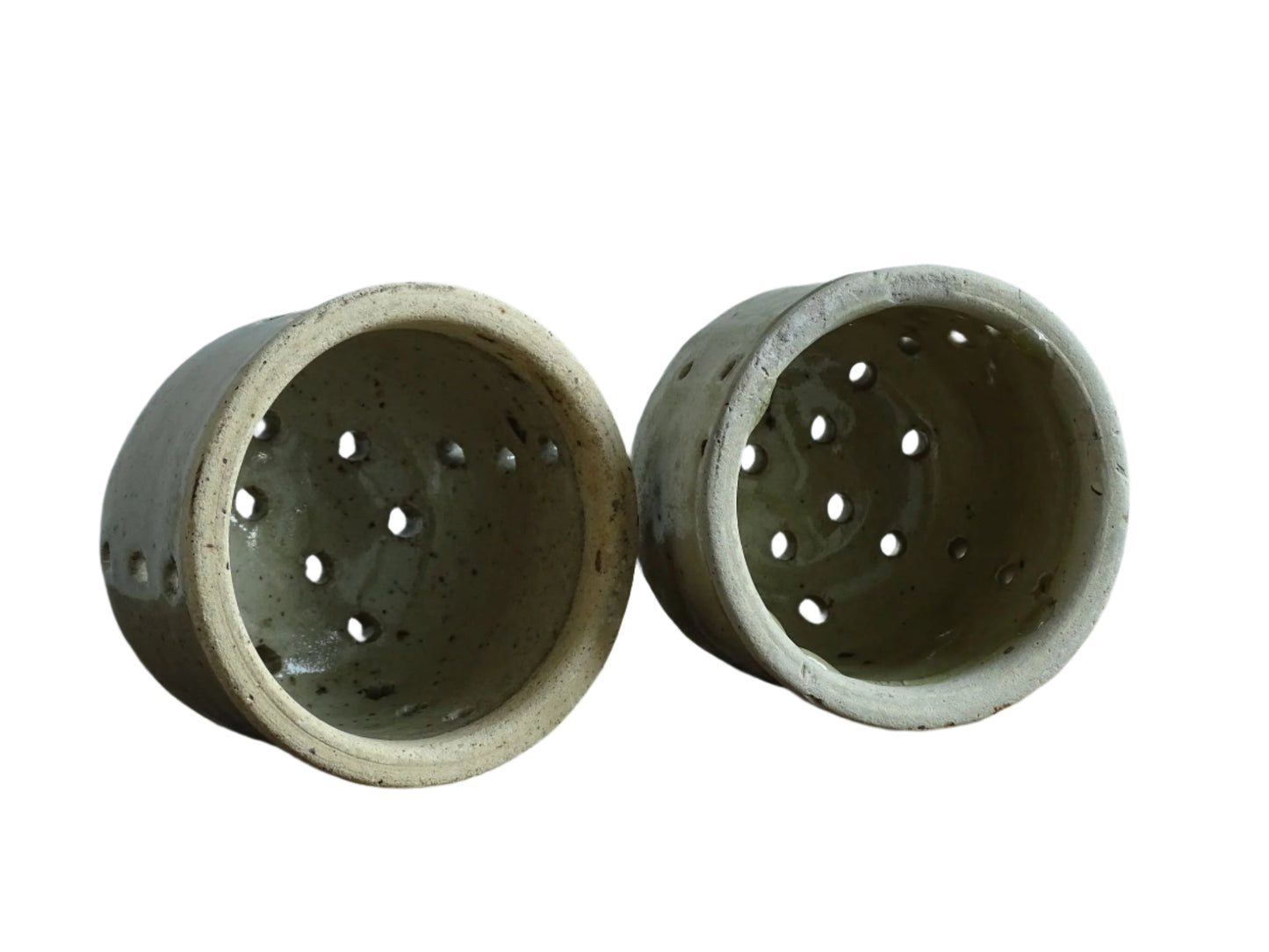 Two Antique French Faisselle Cheese Strainers