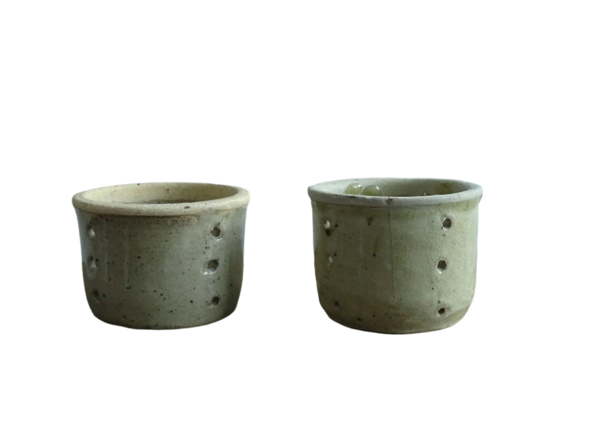 Two Antique French Faisselle Cheese Strainers