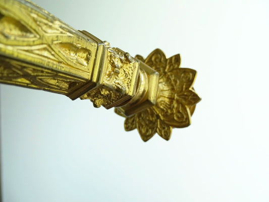 Antique French Ormolu Candlesticks from the 19th century, these antique candlesticks add a touch of French decor to your home.