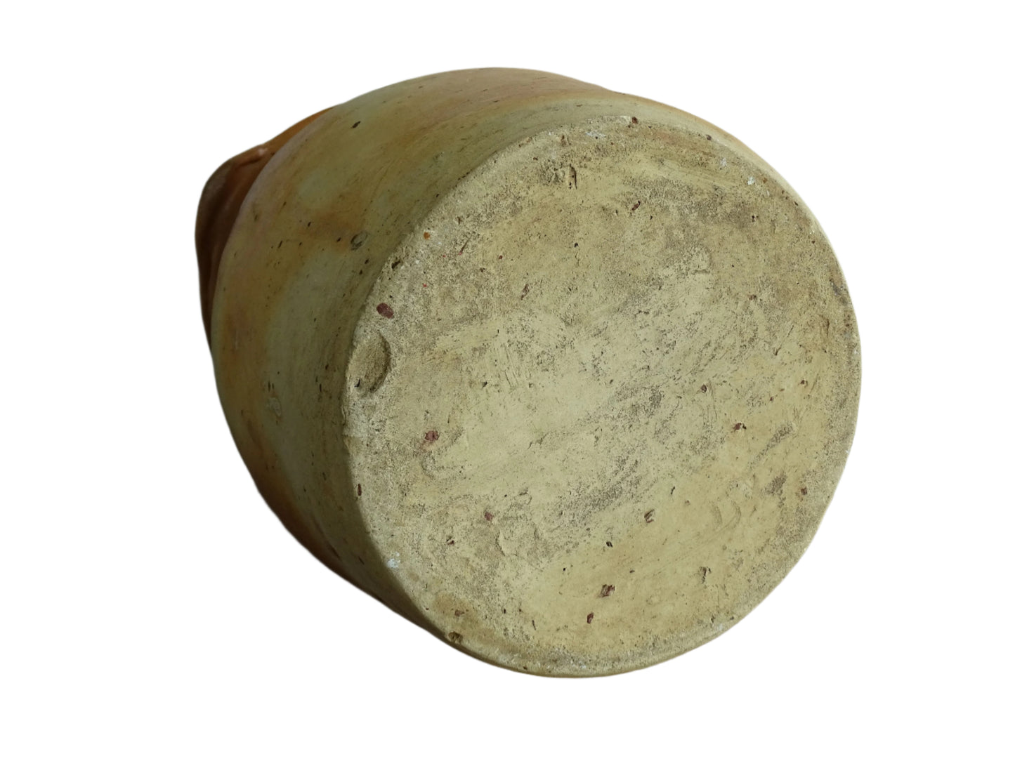 French antique pottery milk jug with orange tones for rustic farmhouse decor.