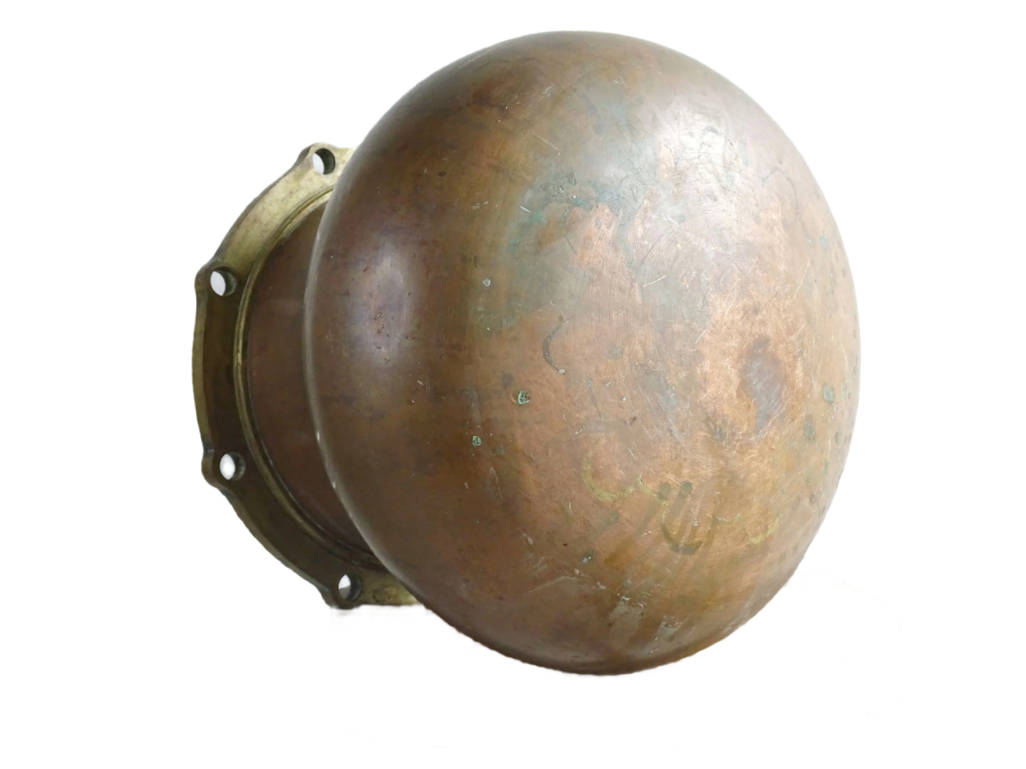 Extra Large French Antique Copper Pot with Brass Top and Curved Base