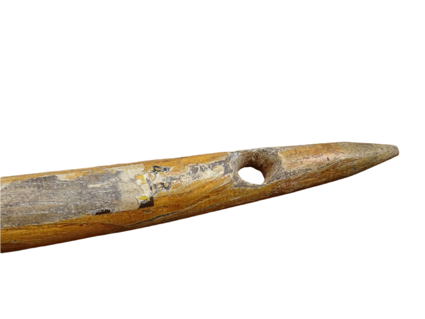 French antique paint brush with horse hair bristles and a patinated wooden handle. Art studio decor.