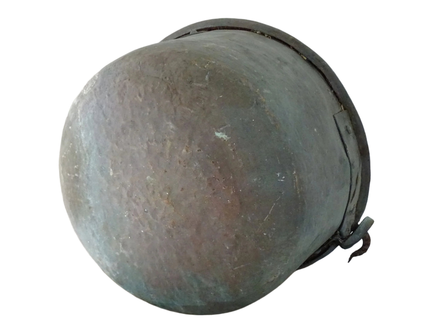 Worn Antique Copper Cauldron with Verdigris