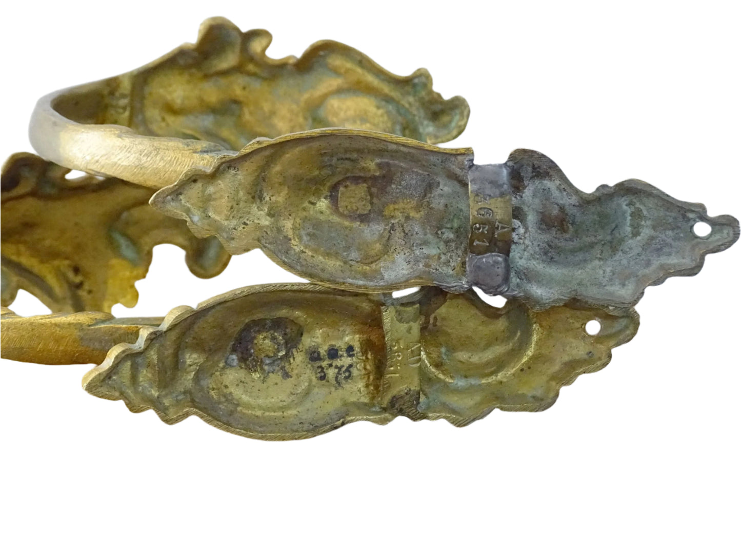 French Antique Curtain Holdbacks in Gilt with acanthus leaf detailing and rococo style