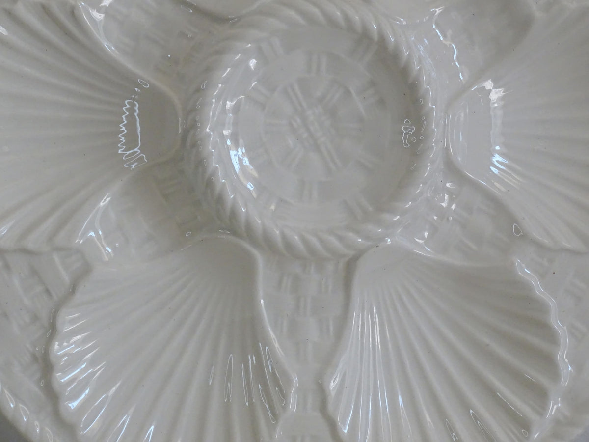 French vintage oyster plates by Longchamp, white oyster plates