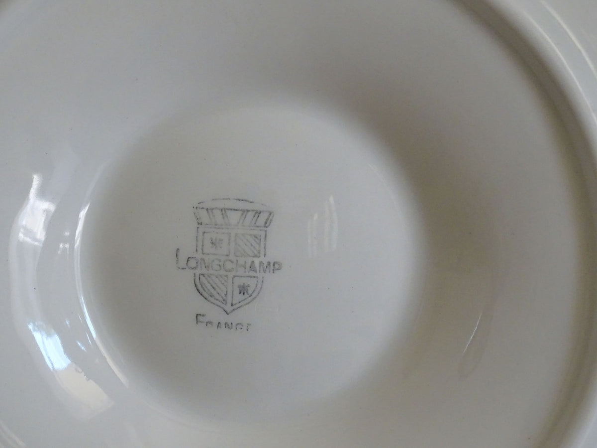 French vintage oyster plates by Longchamp, white oyster plates