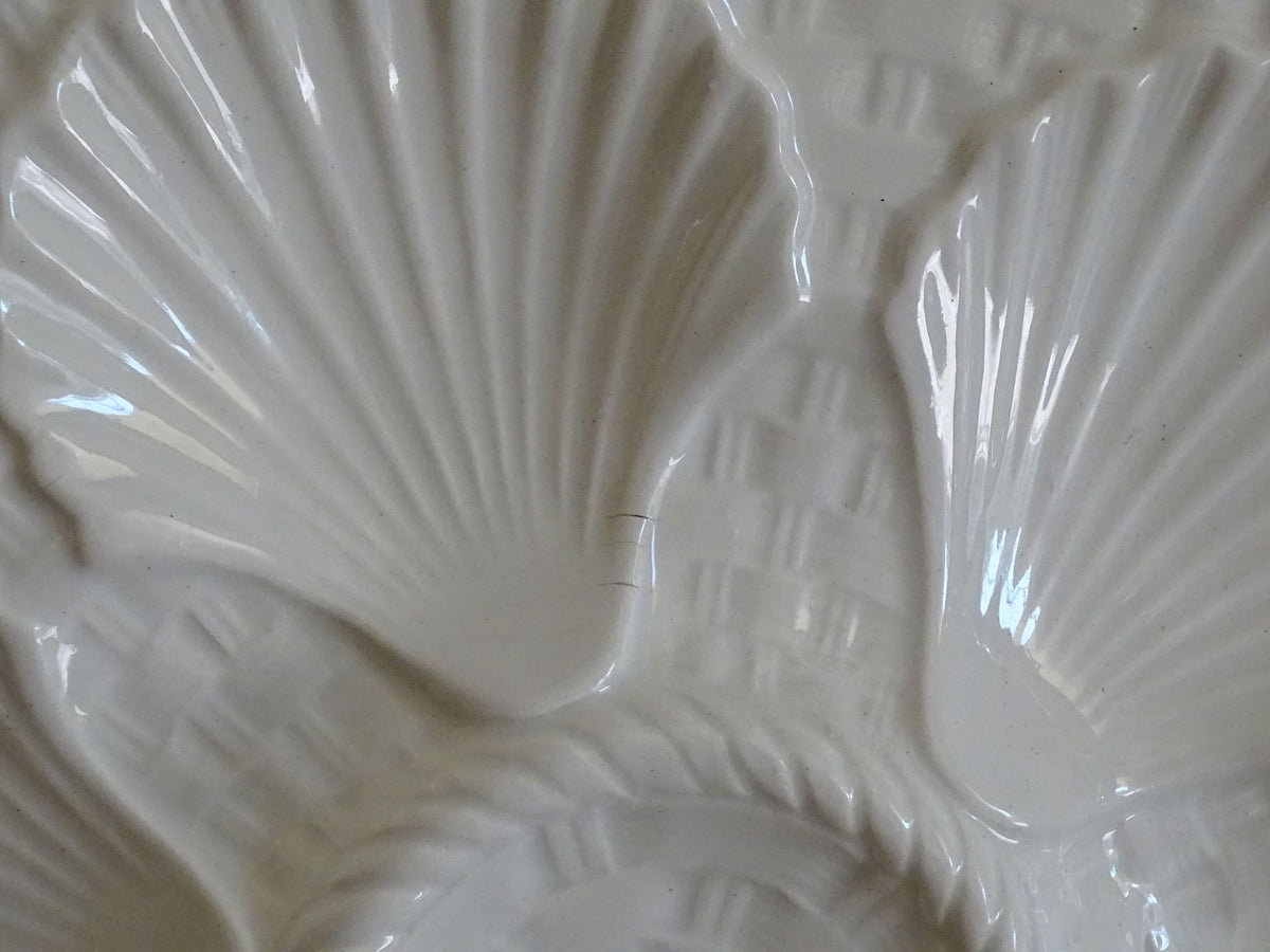 French vintage oyster plates by Longchamp, white oyster plates
