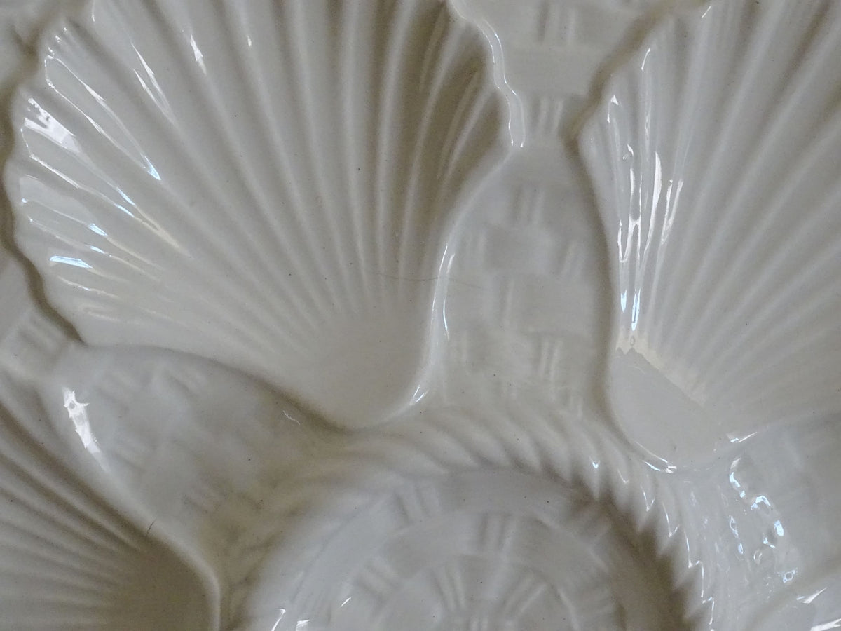 French vintage oyster plates by Longchamp, white oyster plates