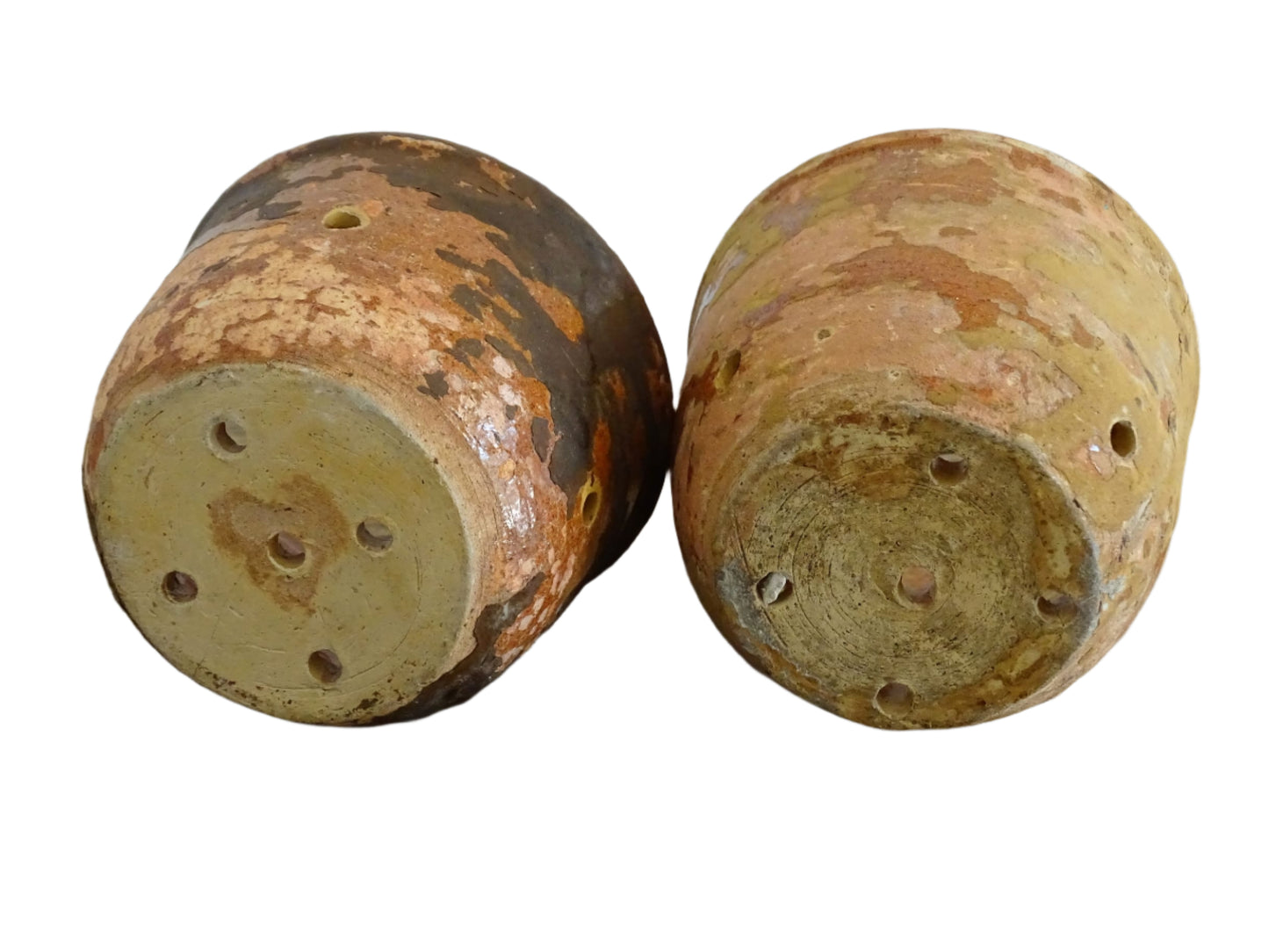 Two French Antique Terracotta Faisselles or Cheese Strainers