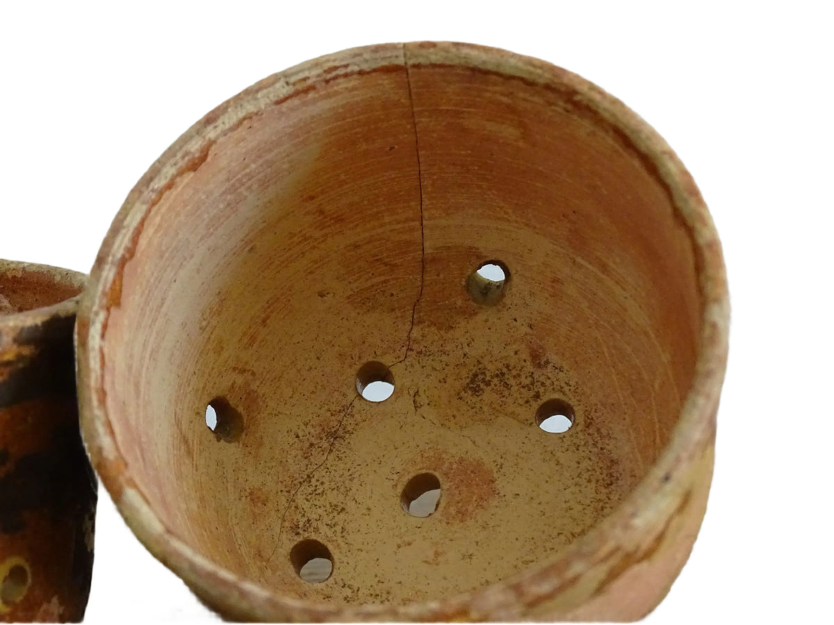 Two French Antique Terracotta Faisselles or Cheese Strainers