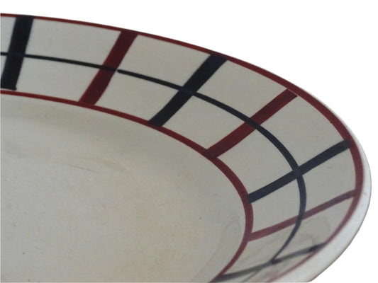 French antique ceramic basque plate with red and blue pattern. Lou Basquez plate from Saint Amand.