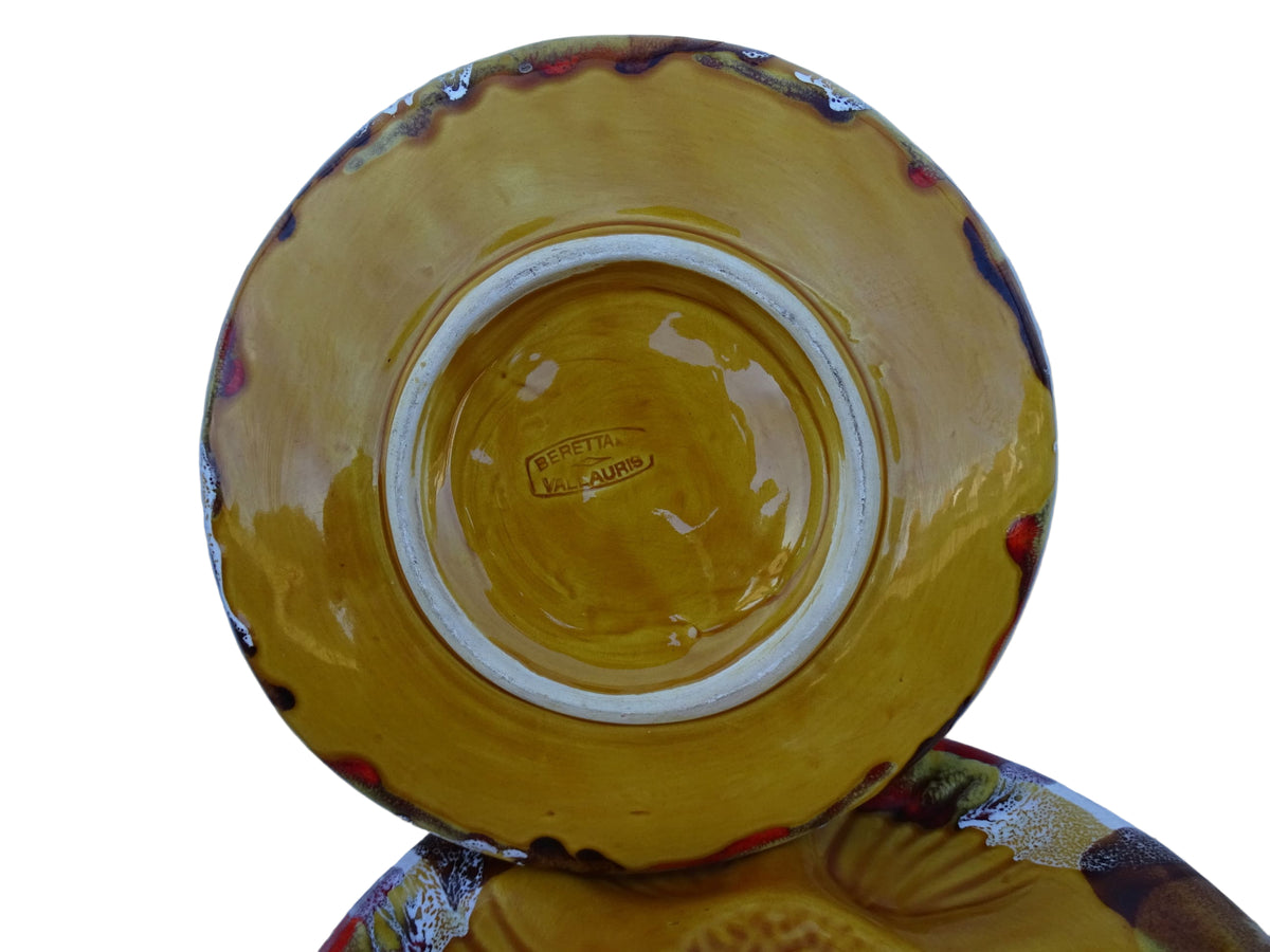 French vintage Vallauris pottery oyster plate.