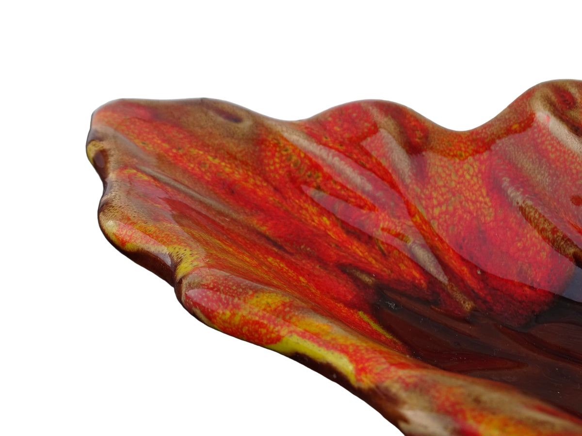 Large French Vintage Vallauris Pottery Bowl in the Shape of a Leaf 20.9"