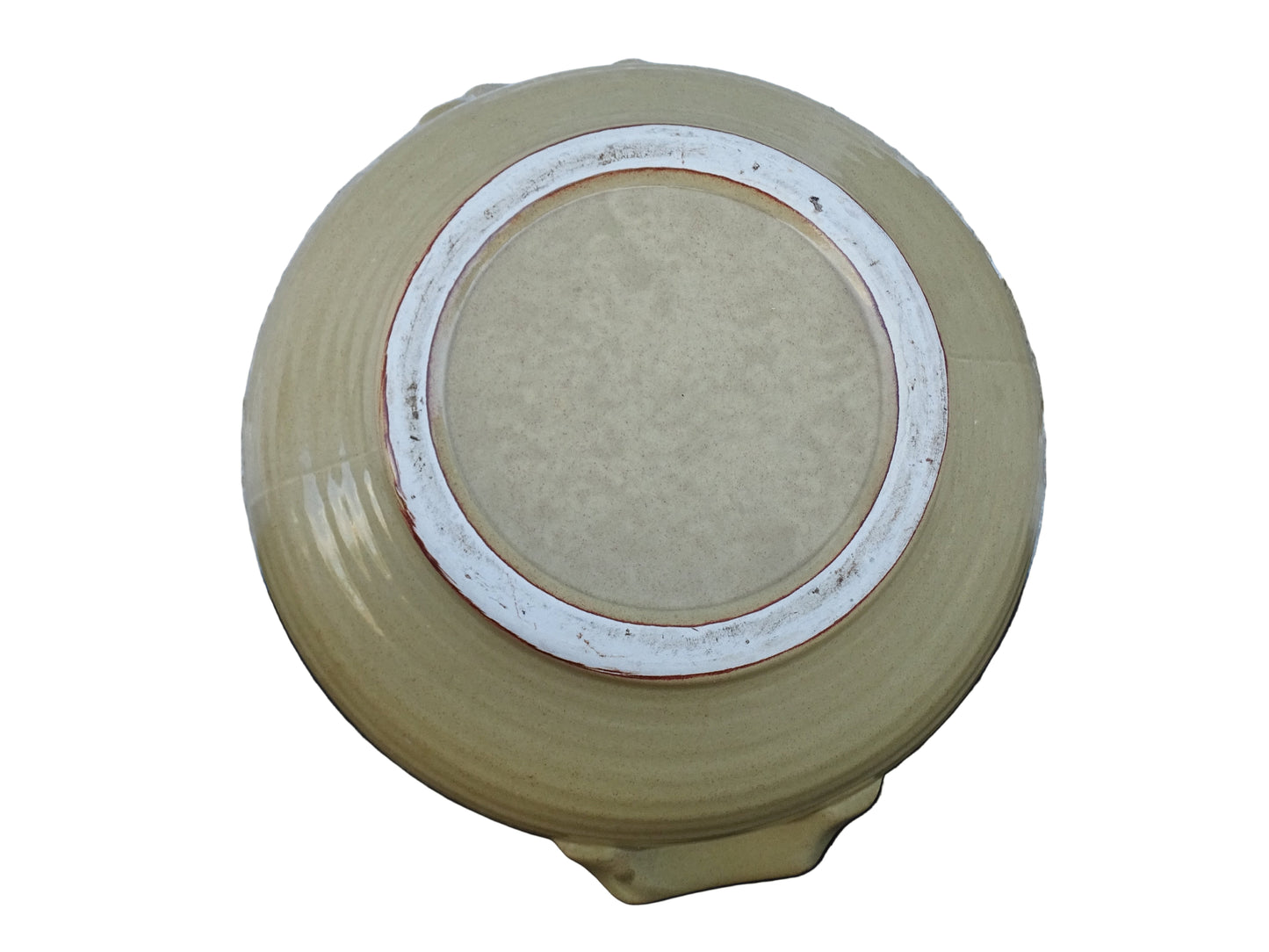 Vintage French pottery tureen with pale yellow glaze.