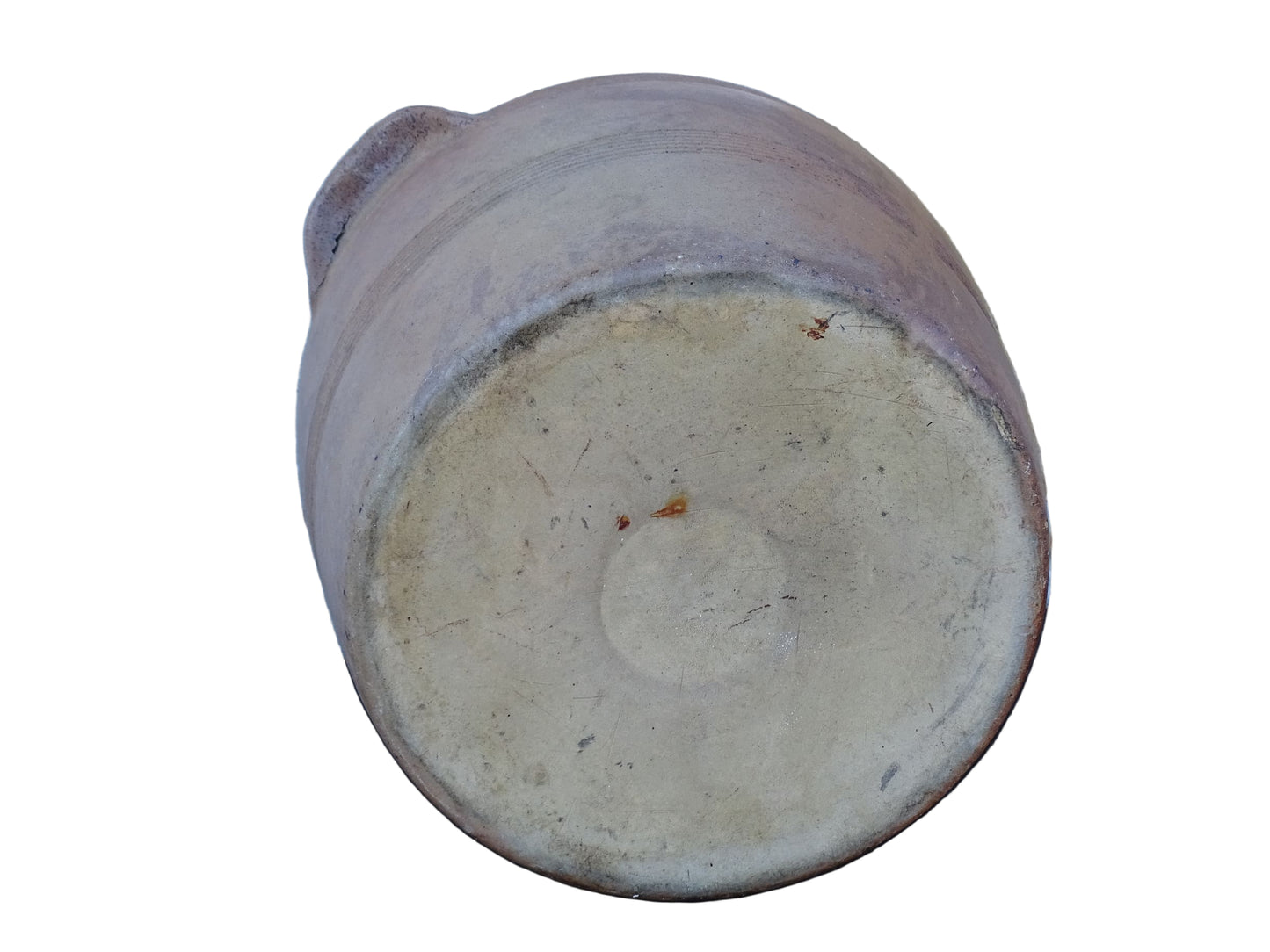 Large and impressive French antique pottery confit pot with a brown salt glaze. Stoneware jar with handles.