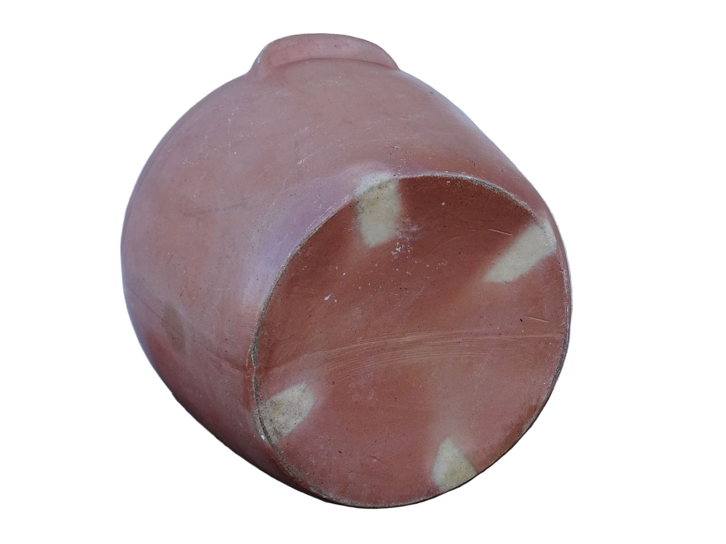 French antique stoneware pot with a brown salt glaze. This confit jar has two handles and a grey glaze to the interior.