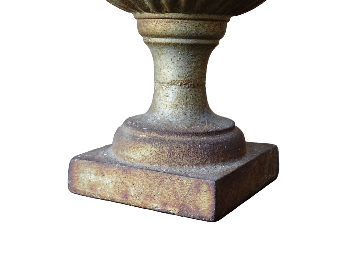 French antique cast iron planter, Medici planter with patina and rusting.