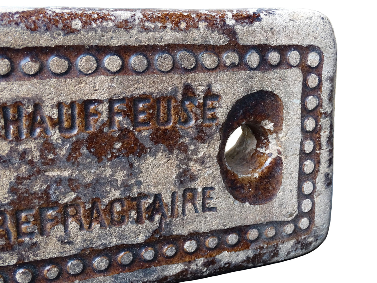 'Crauffeuse Refractaire' French antique ceramic warming brick with a brown glaze. Chauffe-lit or pottery bed warmer.