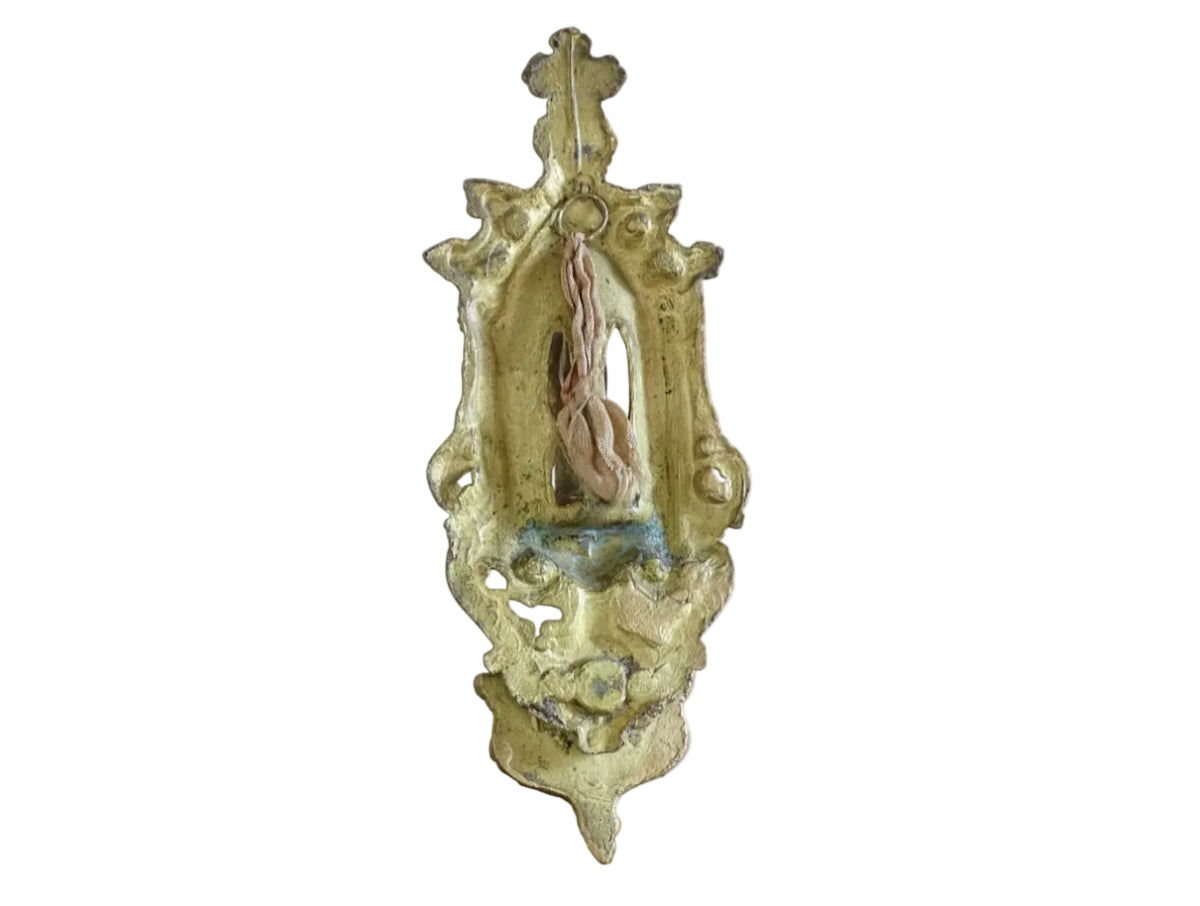 French Antique Holy Water Font with Virgin Mary 7.9"