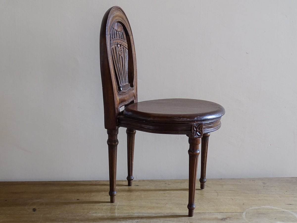Antique miniature salon chair with Montgolfière back and turned wooden legs