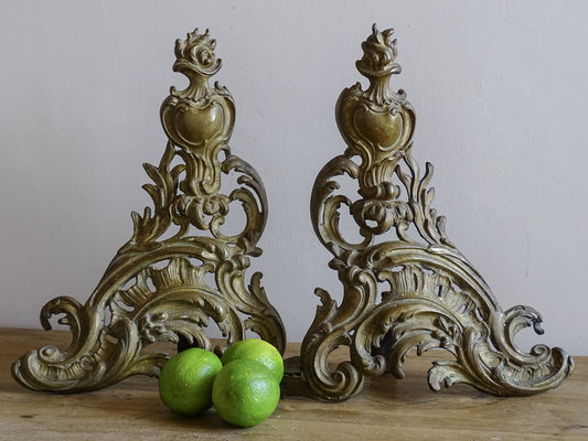 Late 19th-century French fireplace andirons in the Louis XV style