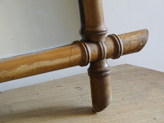 Late 19th century French faux bamboo mirror with original glass