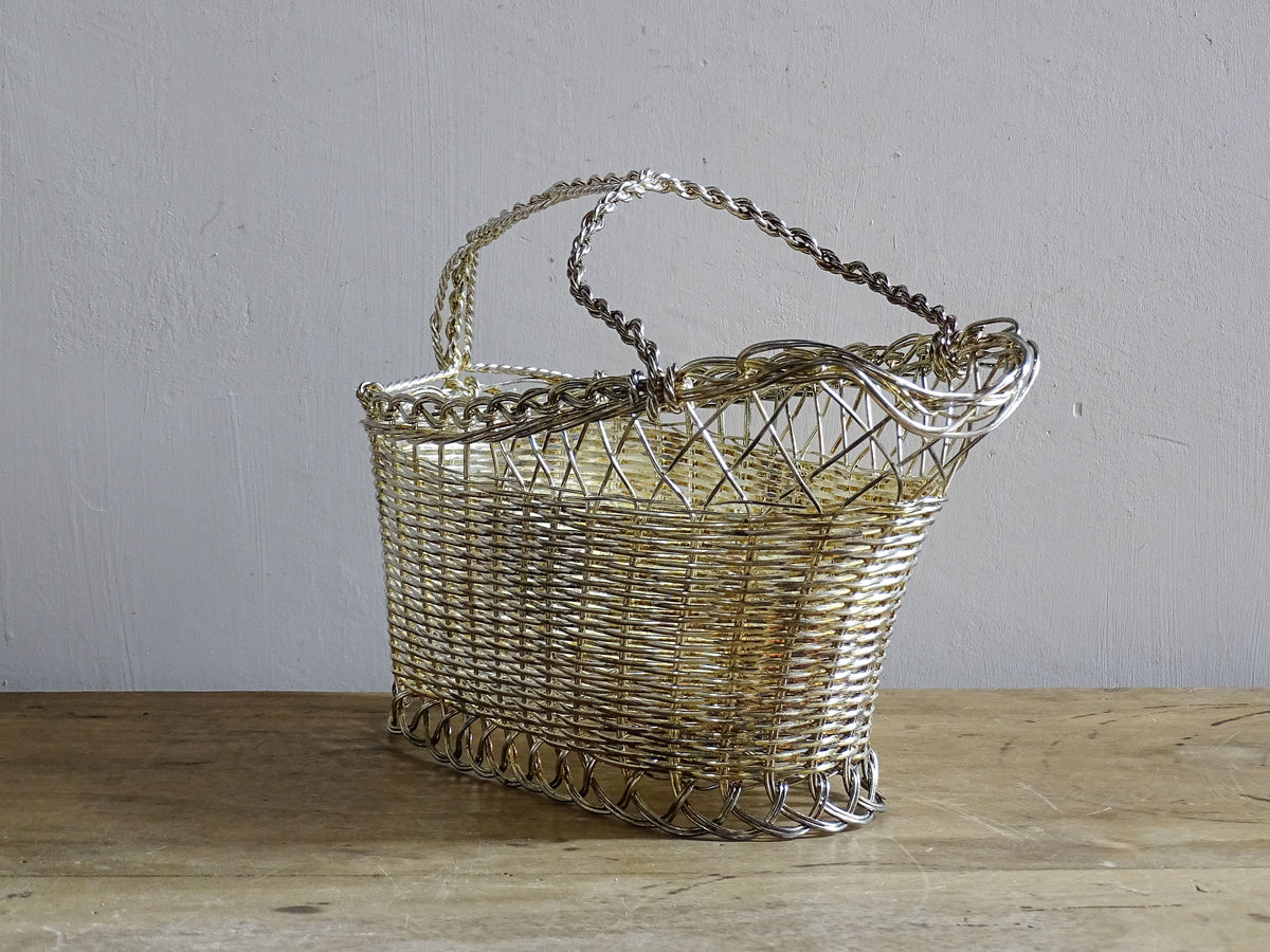 French Vintage Wine Basket with Handle