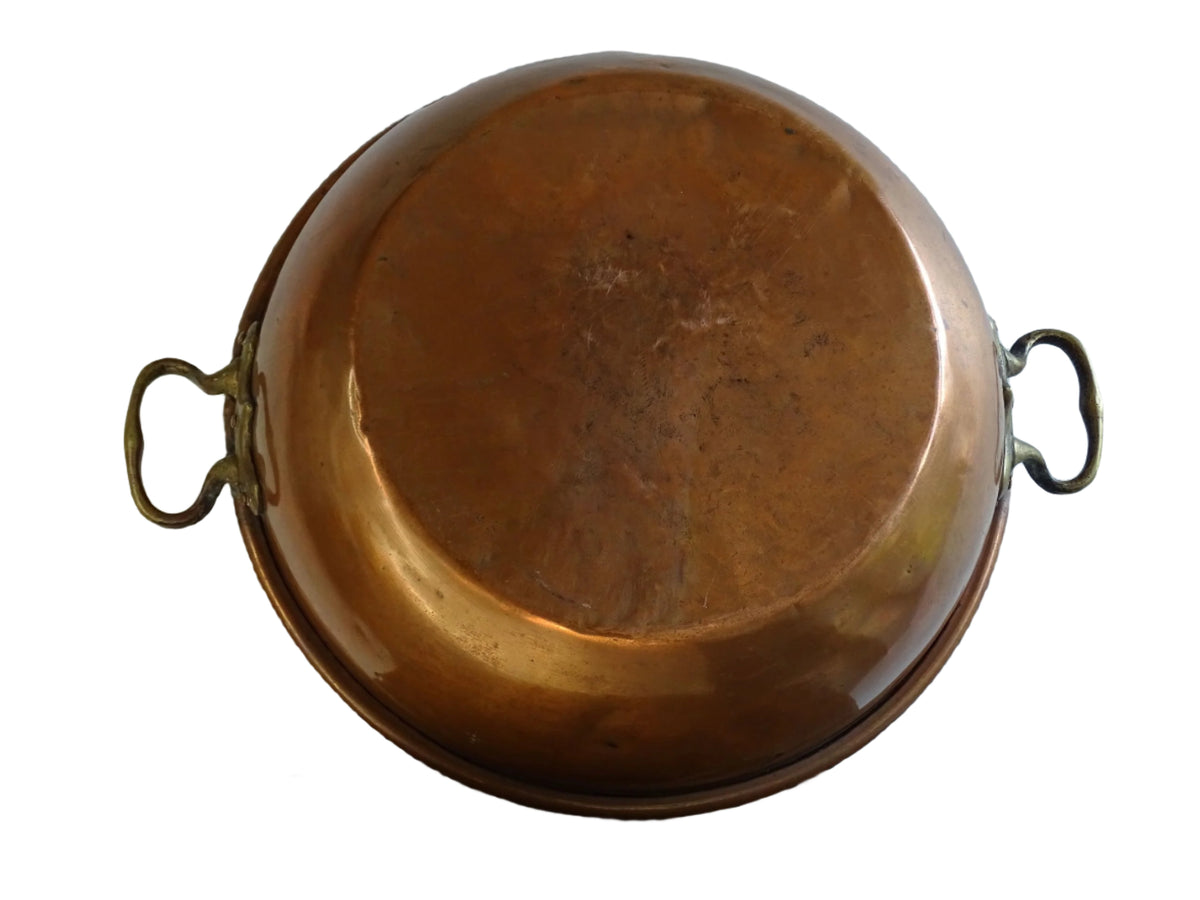 Large Antique Copper Confiture Pan with Brass Handles