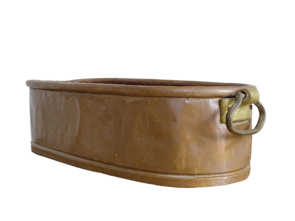 Antique Copper Planter with Brass Handles