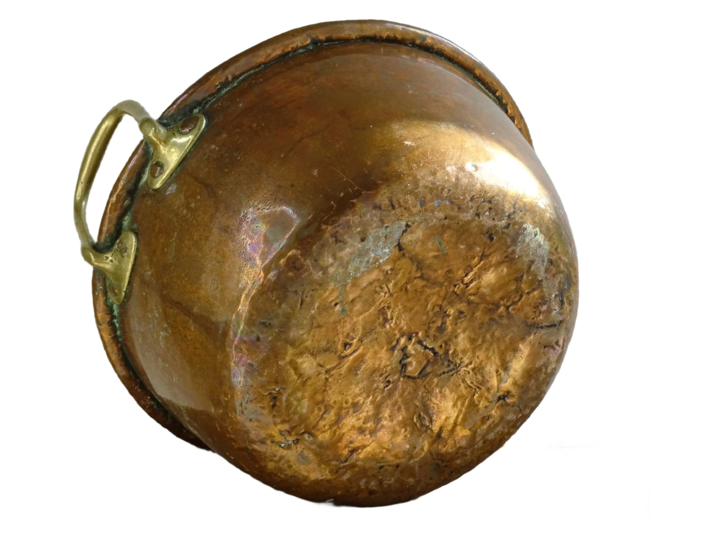 Antique French Copper Confiture Pan with Brass Handles